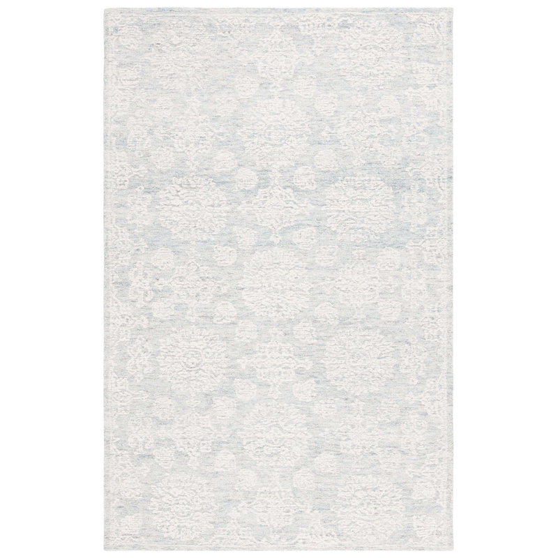 Ranner Ebony Hand Tufted Wool Cotton Floral Rug in Ivory/Light Gray/Gray, Runner 2'3" x 9'