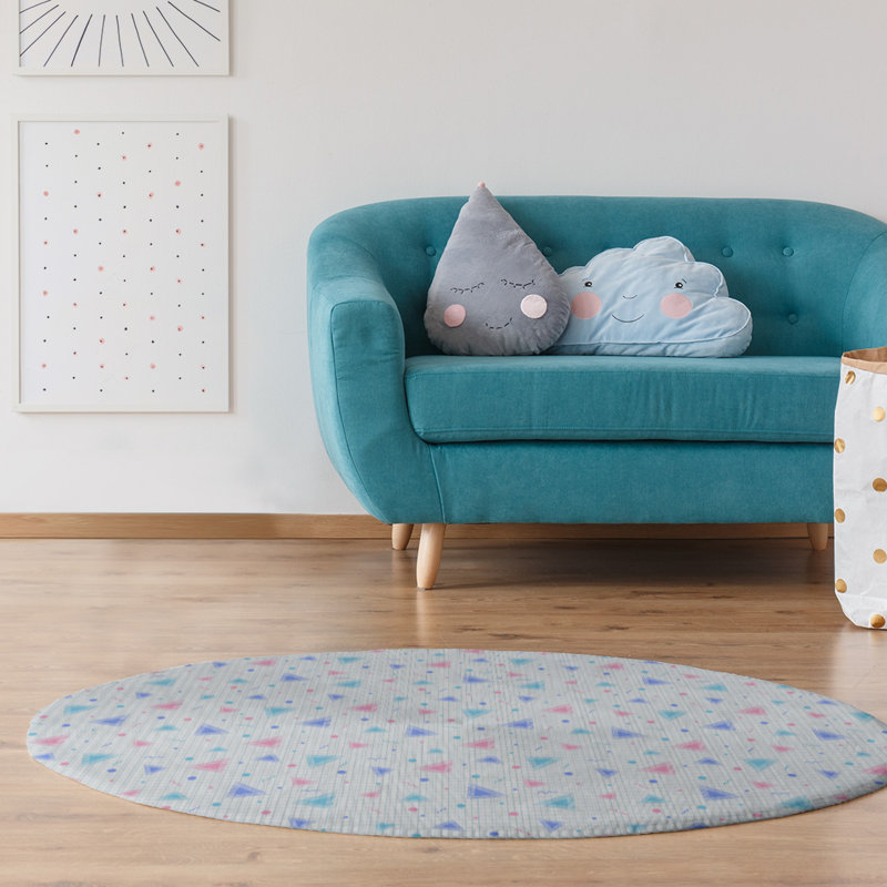 Chenille Geometric Indoor Rug, Round 5'