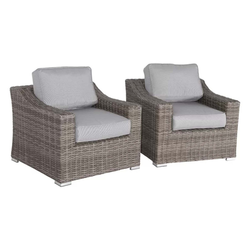 Chaise de patio entièrement assemblée avec coussins, 2, Gris, Gris