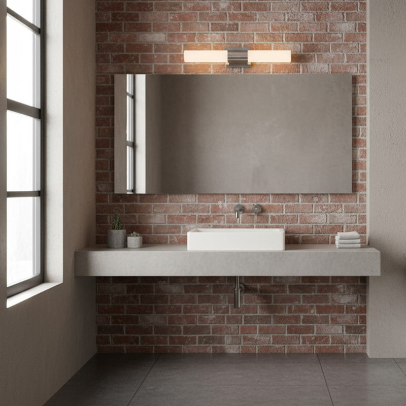 Portia 24.5" Integrated LED Bath Vanity Fixture w/ Etched Opal Glass, Brushed Nickel
