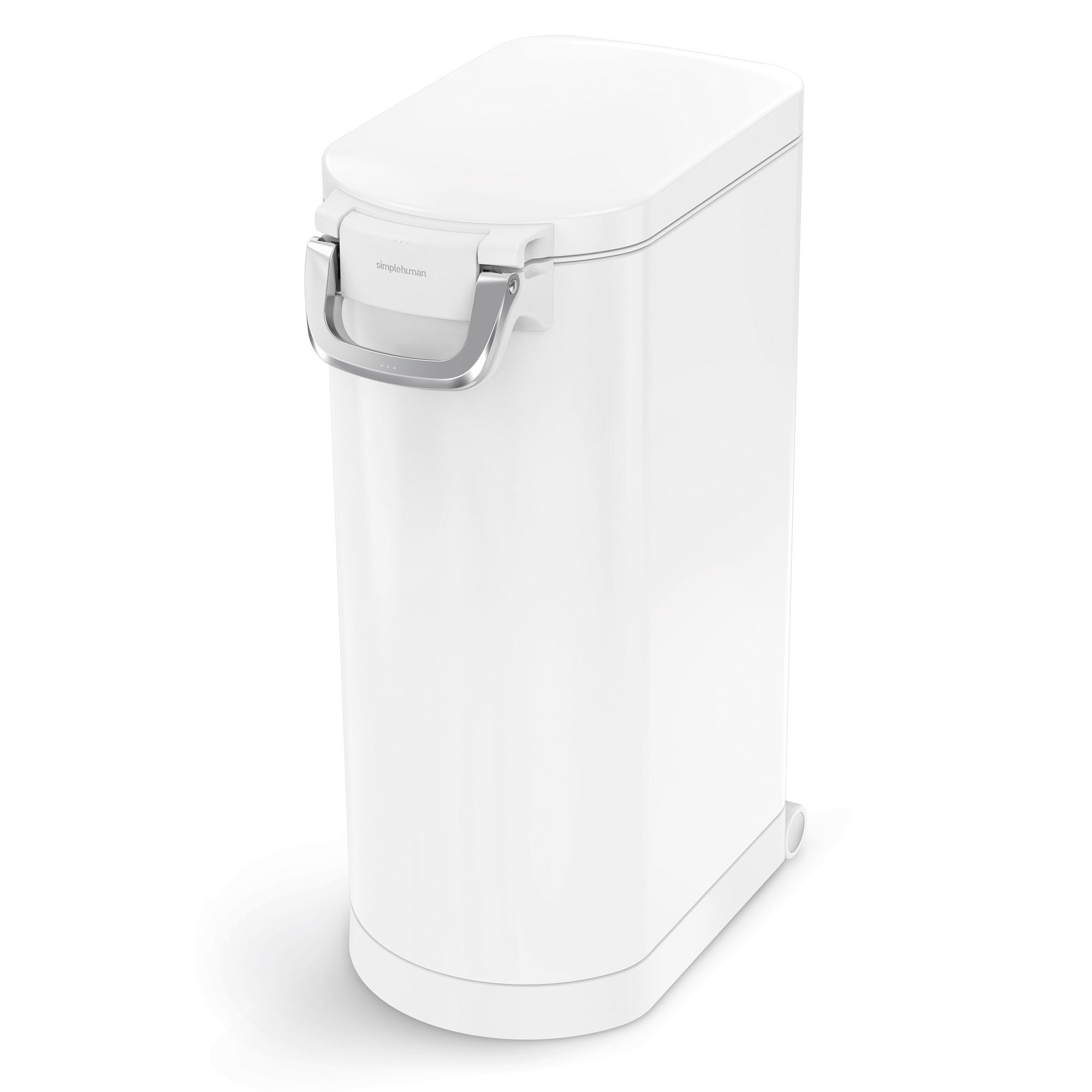 simplehuman Pet Food Storage Container Stainless Steel for Dog Food, Cat Food, and Bird Feed, Extra Large, White