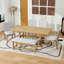 Ensemble de table de salle à manger extensible 6 pièces avec rallonge amovible, base en tréteaux, chaises rembourrées et banc-57334885