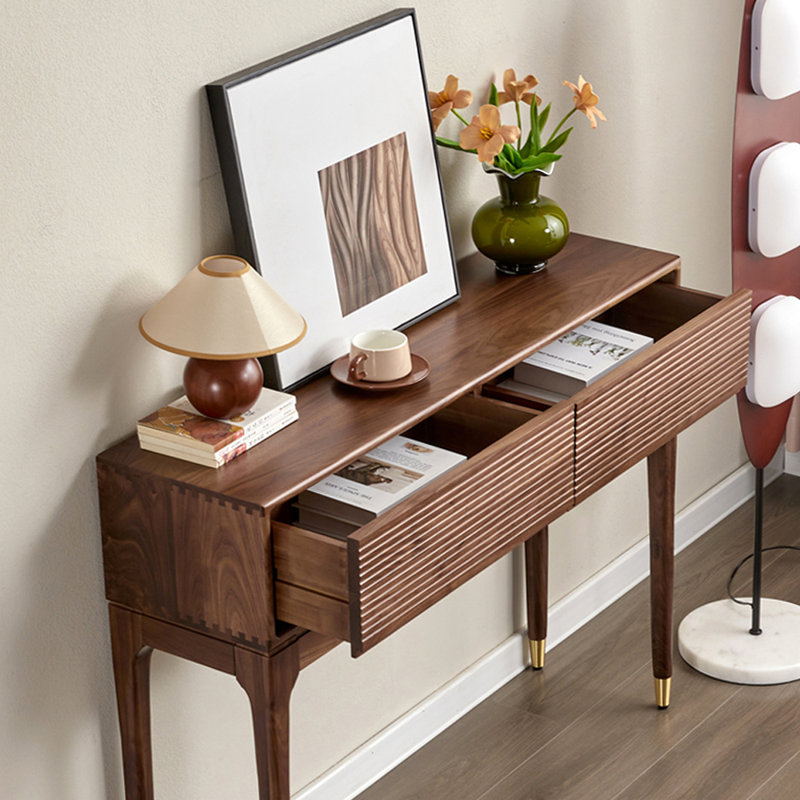 Black  Walnut Console Table, 35.4" H x 35.4" W x 12.6" D