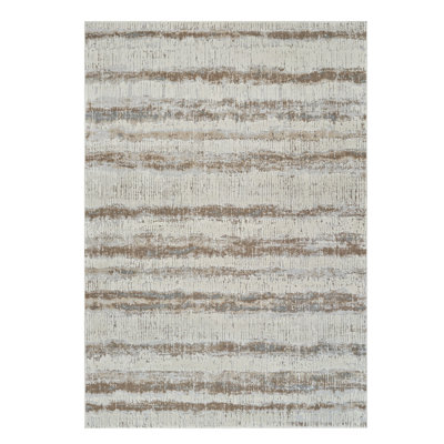 4' X 6' Beige and Brown Abstract Non Skid Area Rug