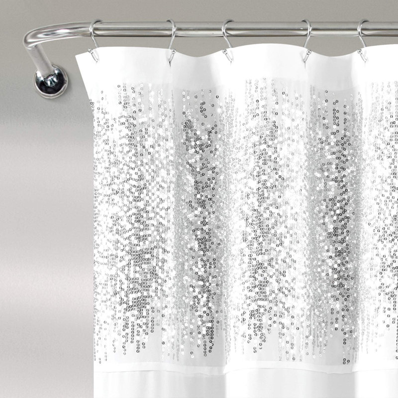Lush Decor Shimmer Sequins Shower Curtain, Silver/Gray