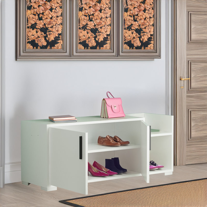 10 Pair Shoe Storage Cabinet, White