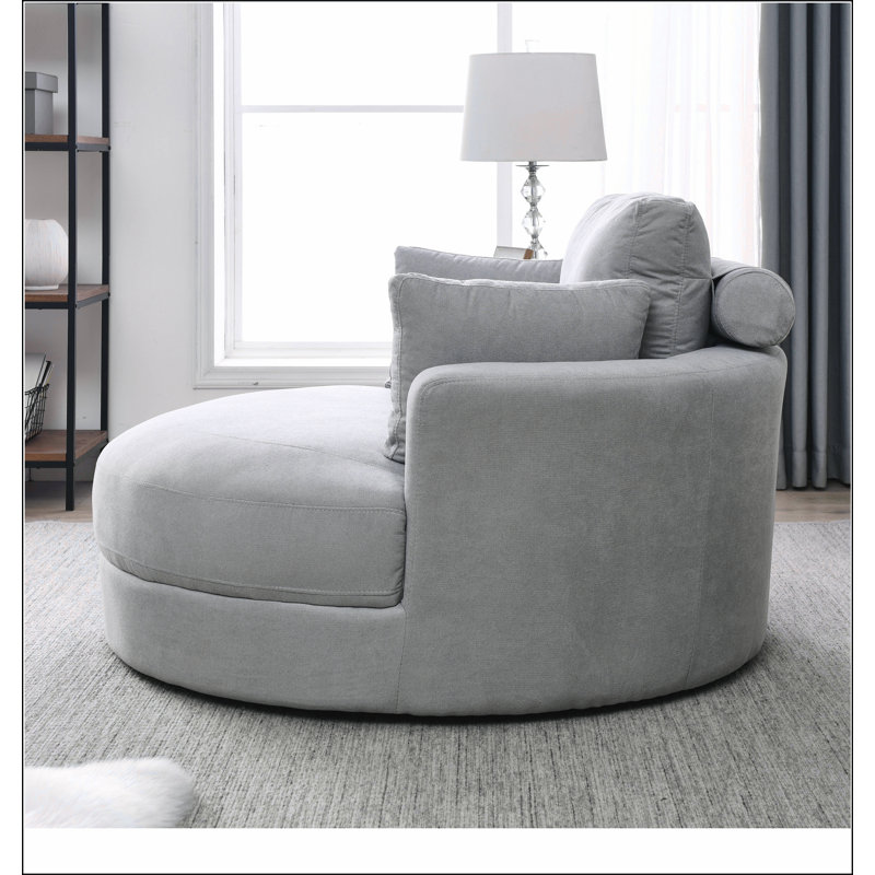 Grand fauteuil rond club pivotant gris, Gris clair