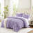 Purple 3Pcs Full Textured Floral Comforter , Soft Brushed Microfiber, Puffy Design With Tie Accents, - For Your Comfort In Purple, All Season And Easy To Clean-121262440