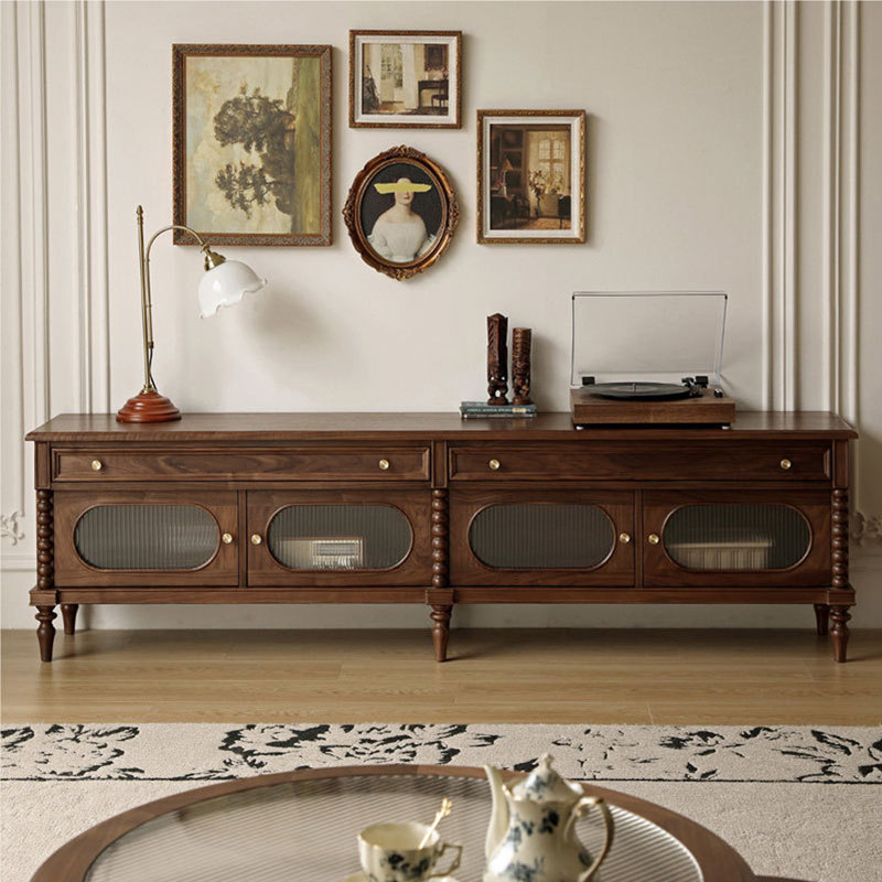 Meuble de rangement de style télé minimaliste de style français, H 23,62 po x L 86,61 po x l 15,75 po