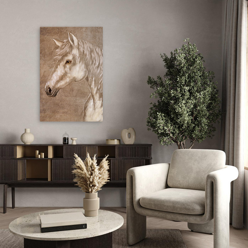 Perle - art contemporain d'étalon blanc, H 36 po x l 24 po