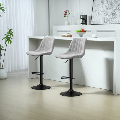 Styner Swivel Upholstered Adjustable Height Counter Stool with Metal Frame