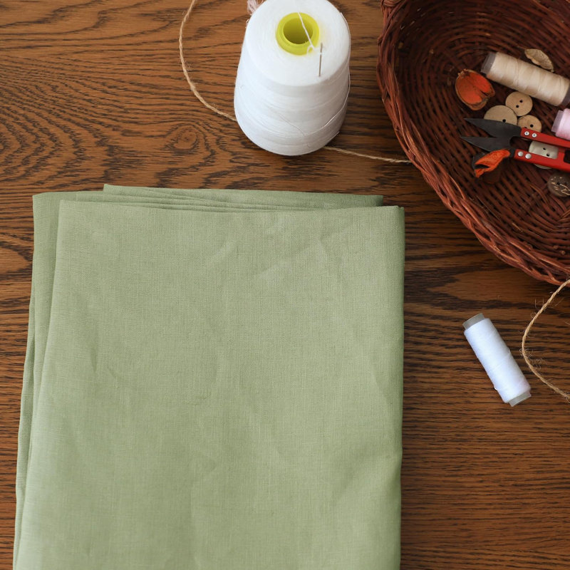 Tissu en lin 100% naturel pour les vêtements et la décoration intérieure, Vert sauge