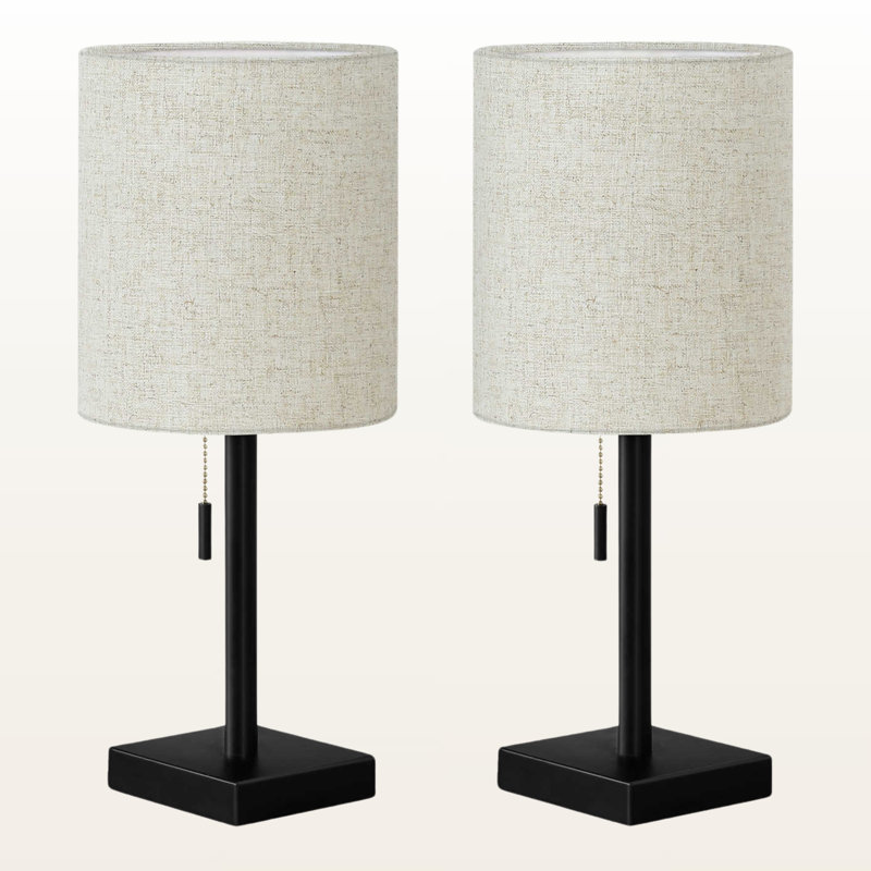 Lampe de table 2 lumières avec port USB et métal noir April H 16,48 po x l 6,86 po x P 6,72 po