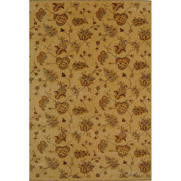 Agra Hand-Knotted Wool Beige/Yellow Area Rug