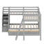 Lit superposé en forme de L peu encombrant avec tiroirs de rangement intégrés, échelle et escalier pour des aménagements de chambre polyvalents-451621618