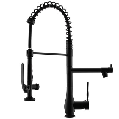 Robinet d'évier de cuisine escamotable - Noir, poignée simple, robinet en céramique, structure robuste rétractable, style luxueux
