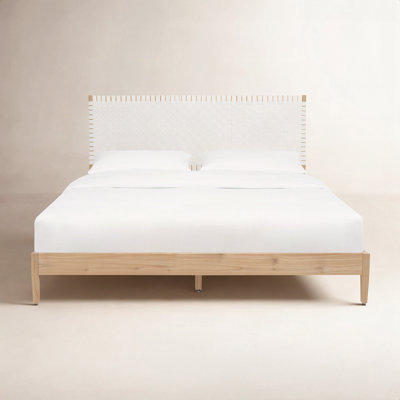 Tamita Genuine Leather and Oak Bed