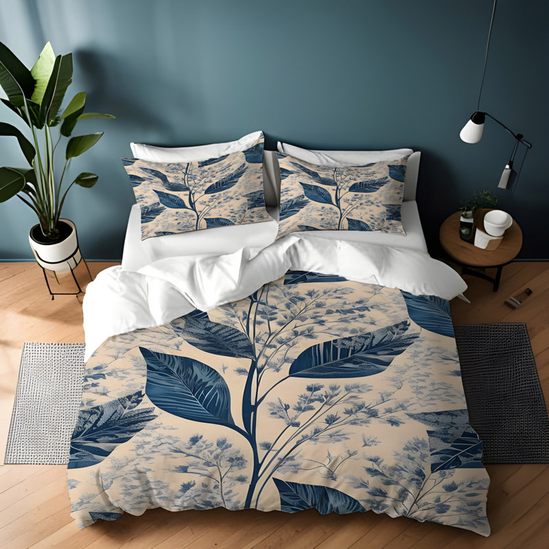 Polyester Floral Duvet Cover, Twin Duvet Cover + 1 Queen Sham