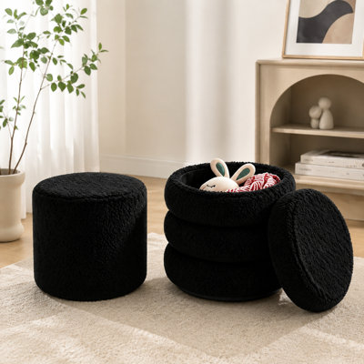 Ensemble de 2 repose-pieds l 16,5 po avec rangement caché, tabouret de coiffeuse avec couvercle amovible, repose-pieds et repose-pieds décoratif, ensemble de 2