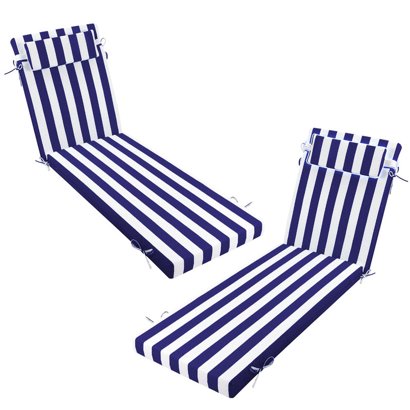 All-weather Outdoor Chaise Lounge Cushion, 3-inch Thick Lounge Chair Cushion With Adjustable Headrest, Fits 70-72" Patio Chairs, Indoor/outdoor Use