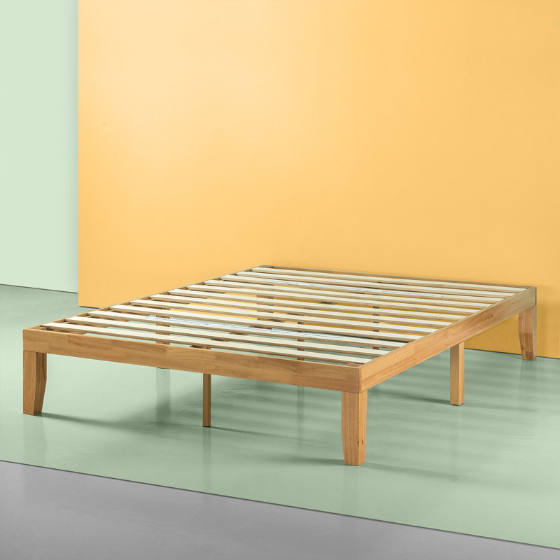 Jowita Wood Platform Bed Frame, Queen, Natural Brown