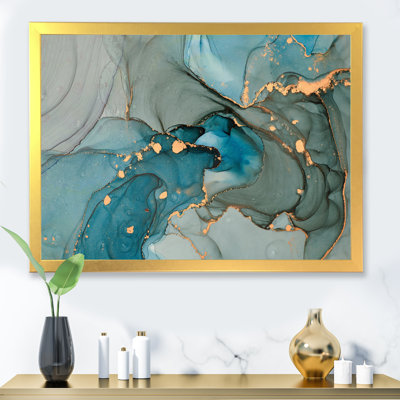 Turquoise doré infusé de marbre - reproduction sur toile