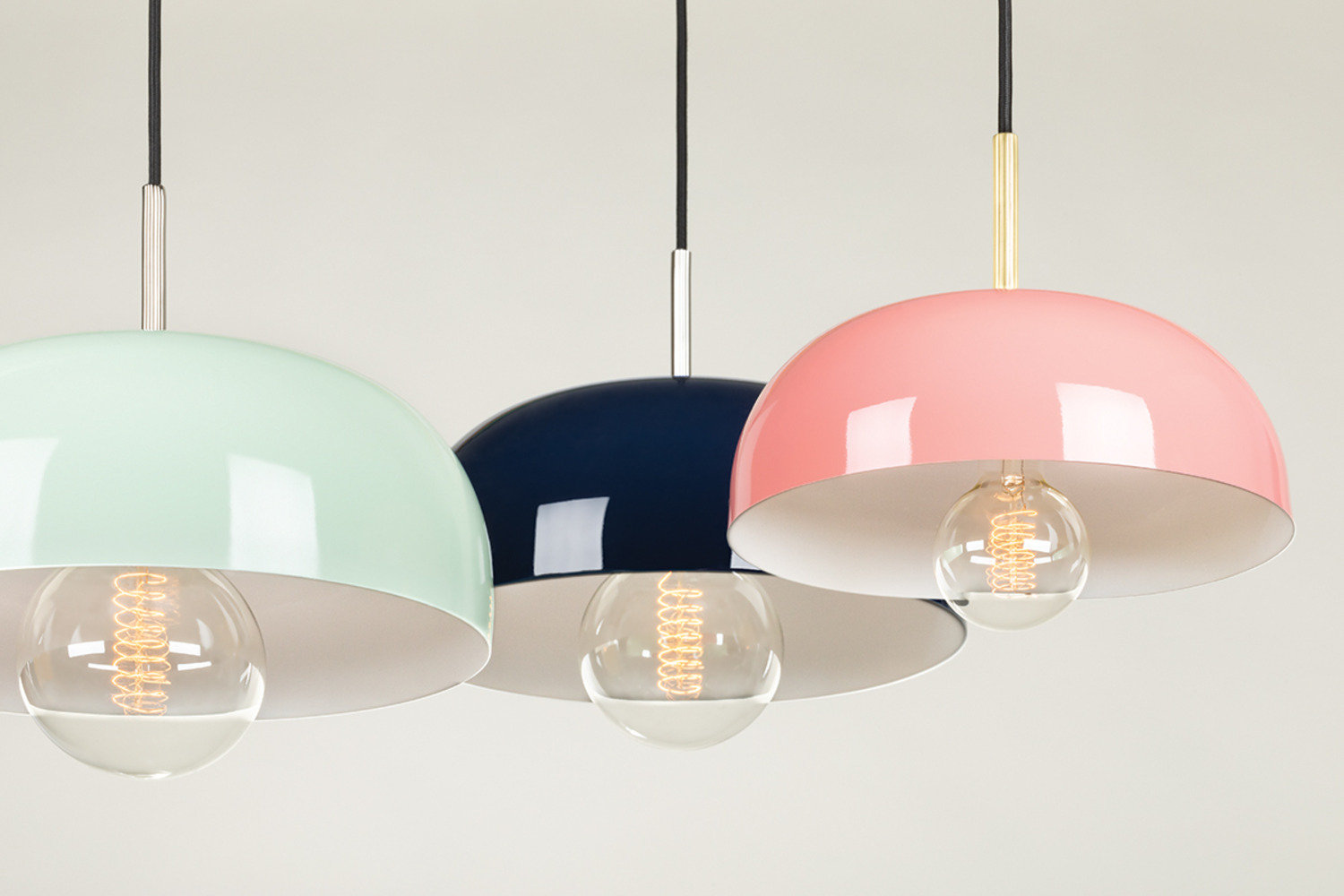 Avery Single Light Pendant, Pink, Aged Brass, 5.75" H x 14" W x 14" D