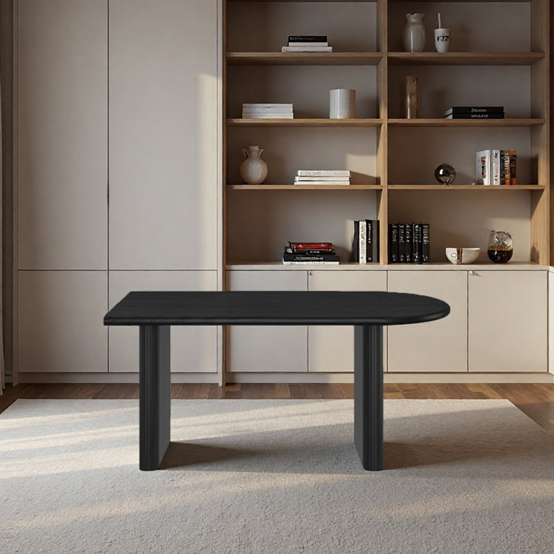 Bureau noir, bureau semi-circulaire et table d'étude, H 29,53 po x l 47,24 po x P 27,56 po