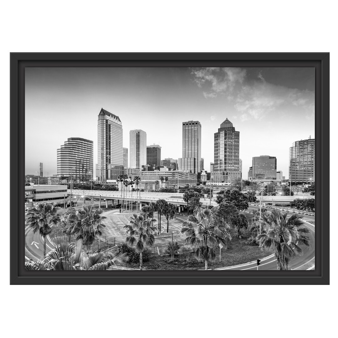 Gerahmtes Wandbild Skyline in den USA Kunst B&W