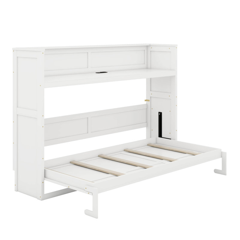 Lit escamotable simple TG avec bureau, lumière DEL et USB