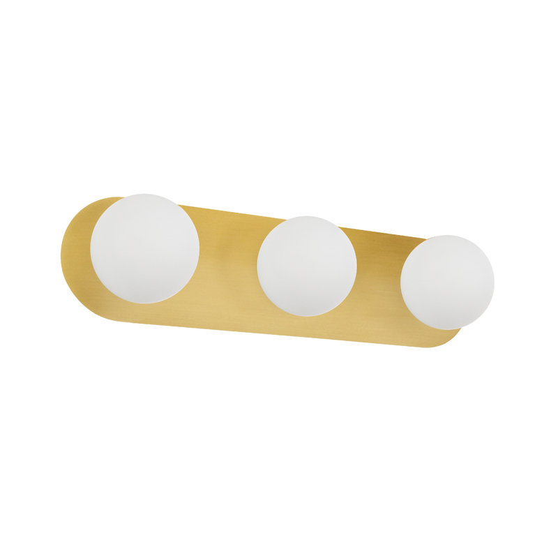 Éclairage pour salle de bain 3 lumières Burlat, Laiton vieilli, Blanc