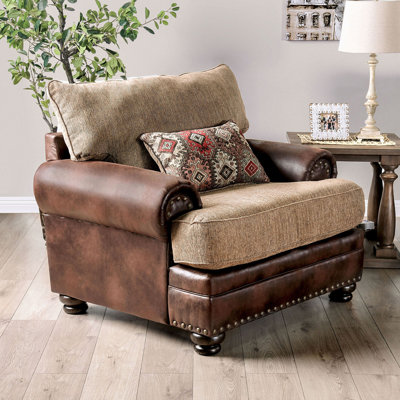 Transitional Style 1Pc Chair With Medium Density Foam, Rolled Arms, And Nailhead Trim, Including Pillows For Enhanced Comfort