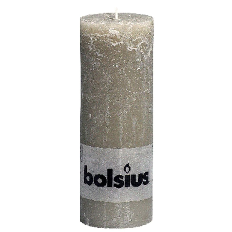 Bolsius Rustic Pillar Candle, Pebble grey, 19cm H x 6.8cm diameter