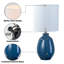 19 po Lampe de table Cobalt Blue Crackle Glaze-1956314887