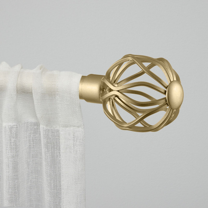 Gold Adjustable Iron Curtain Rod with Open Sphere Finials