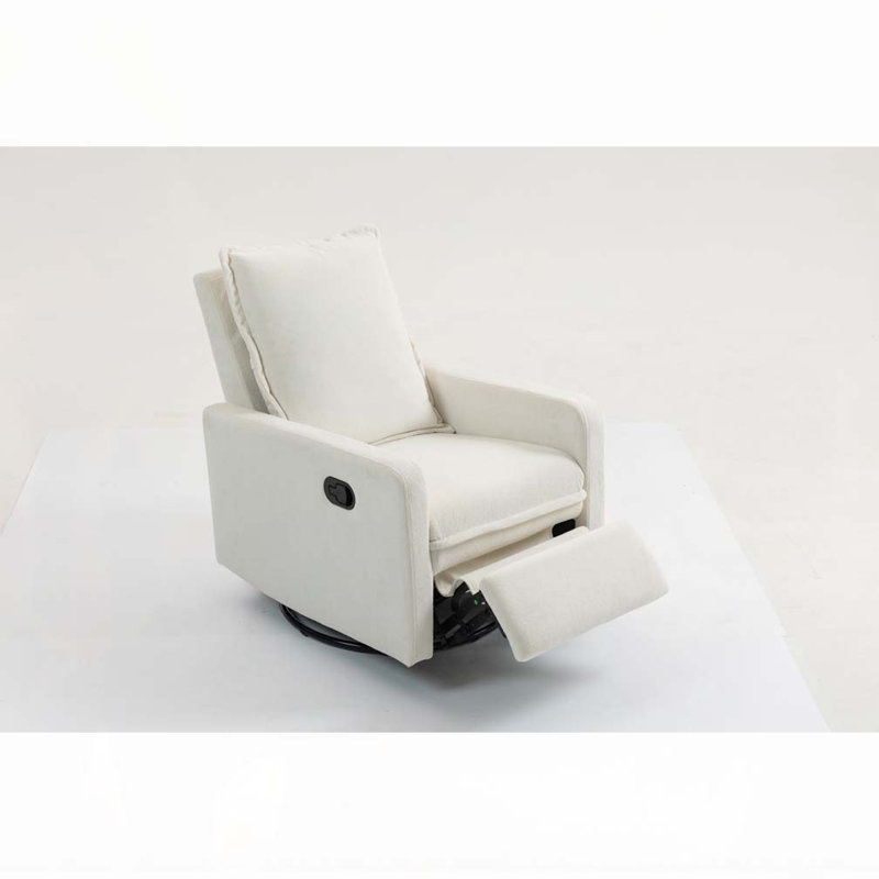 Velvet Swivel Recliner Chair, White