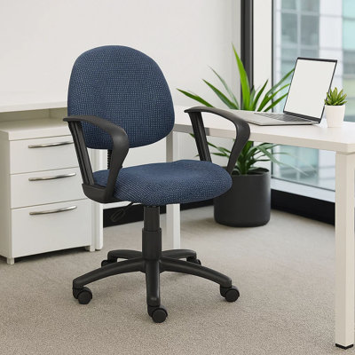 Jea Swivel Posture Chair, Loop Arms, Blue Tweed, Rolling Wheels