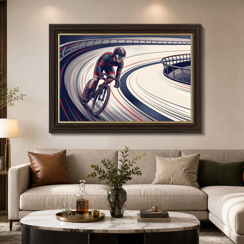 Reproduction d'art sur toile bleu marine et rouge, 16"H x 24"W