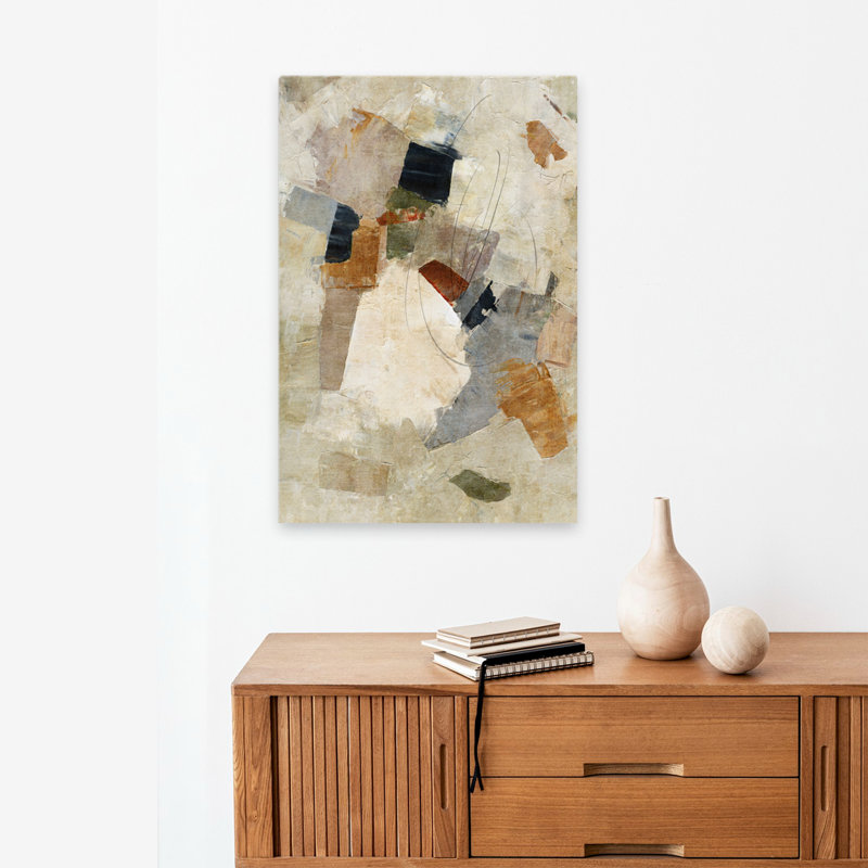 Parchemin - Abstrait gris, art brun neutre, H 24 po x l 16 po