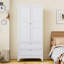 Grande armoire de rangement en métal de 72 pouces avec rail de suspension et 2 tiroirs pour la chambre à coucher, tablettes réglables incluses-1663863995