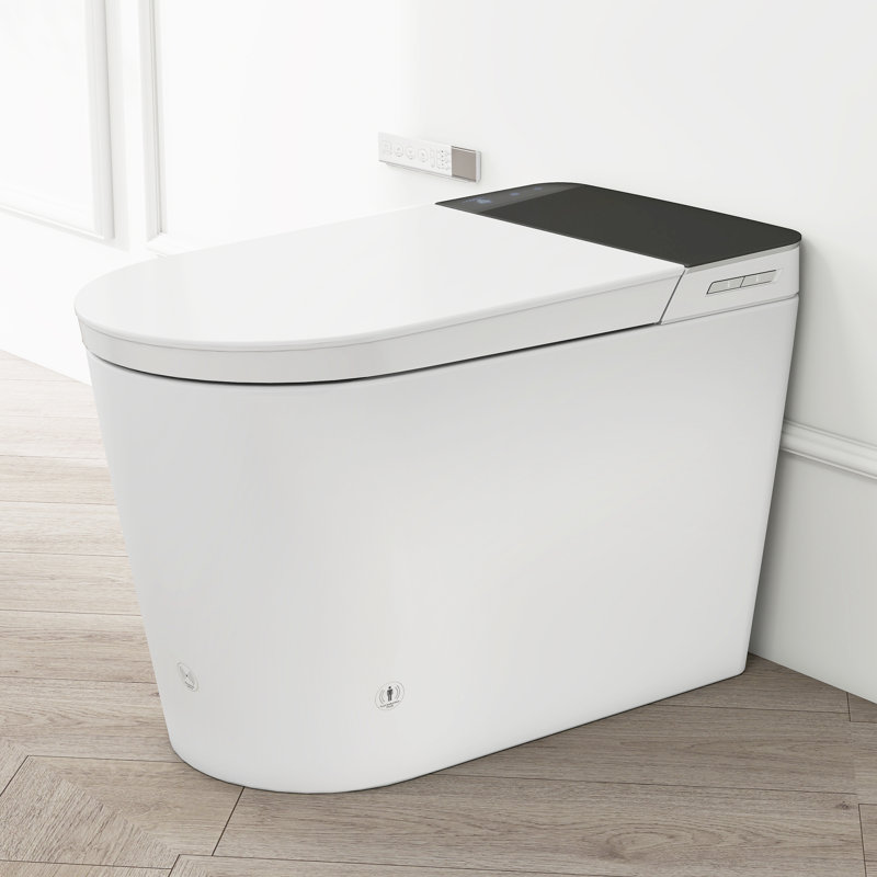 Toilette intelligente sans réservoir avec siège chauffant, lavage à l'eau chaude, ouverture / fermeture automatique, capteur de pied, affichage à DEL et télécommande
