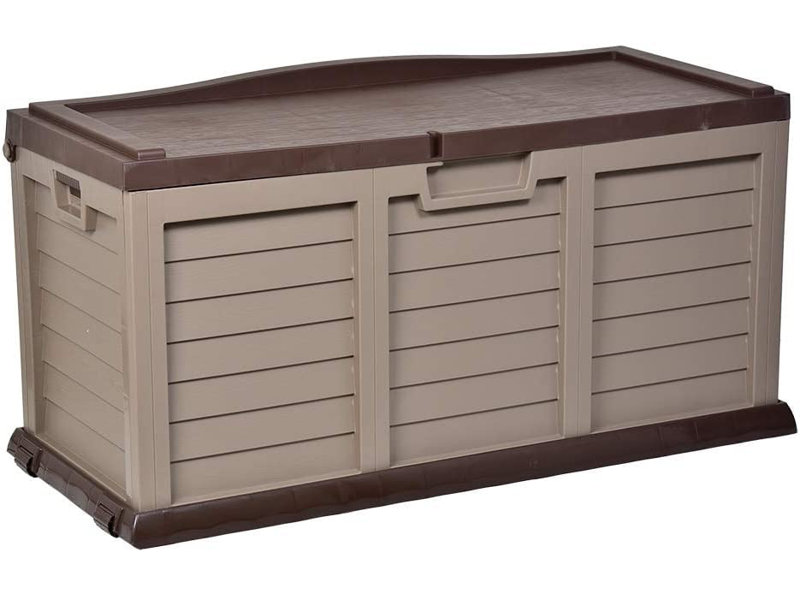 Samuel Alexander 141cm W 440L Plastic Lockable Storage Bench with Wheels in Brown