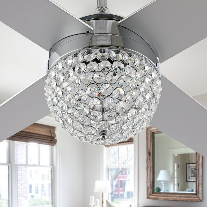 Burnside Ceiling Fan with LED Lights, Chrome