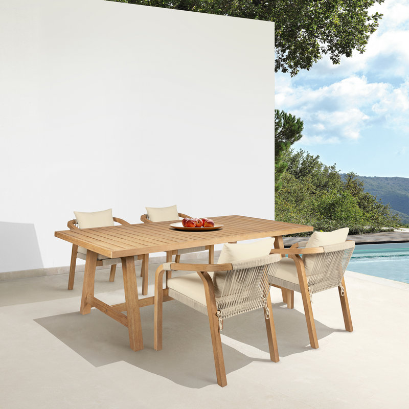 79'' Rectangular Outdoor Dining Set with Cushions, 4