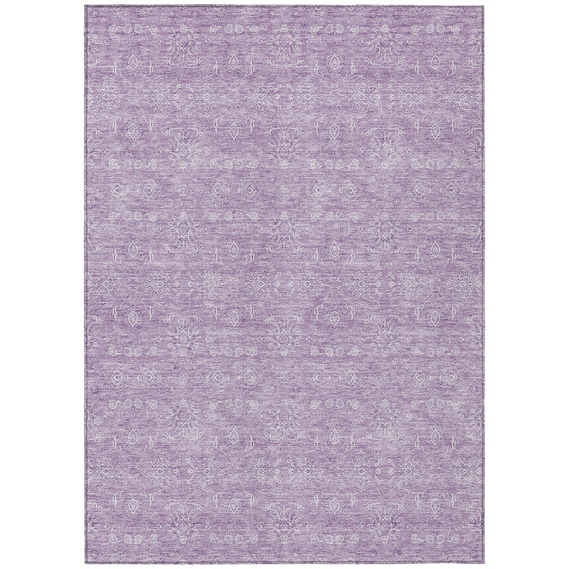 Tapis d'intérieur lavable à motif floral ivoire 5 pi x 8 pi