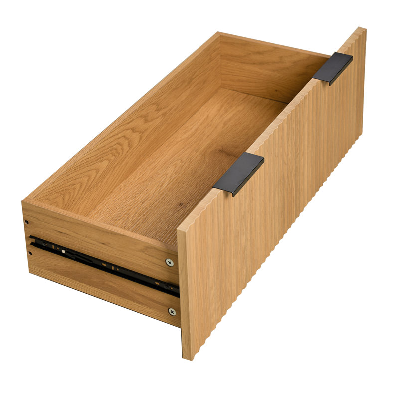 Armoire de cuisine de 183 cm (72 po) avec portes et tiroirs, armoire cannelée avec étagères réglables pour la cuisine, la salle à manger ou l'entrée, chêne