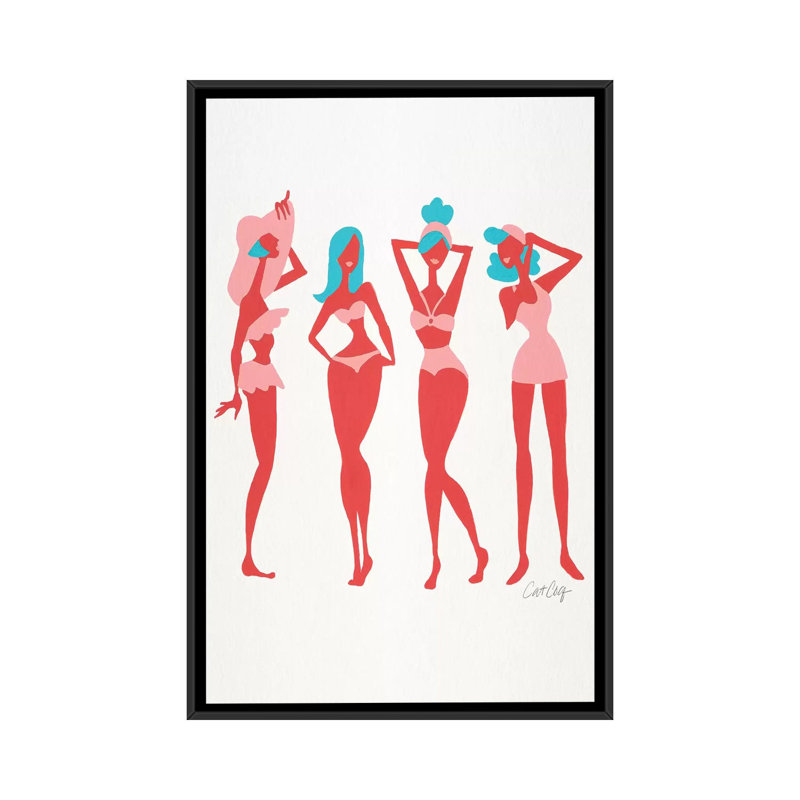 Strickler, corail et cyan, plage, bombes, art sur toile, 18 po x 12 po x 1,5 po, Non mat, Toile avec cadre noir