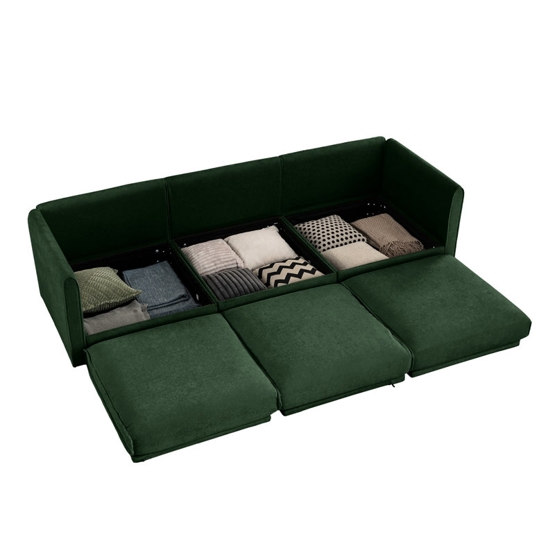 Chenille de salon avec compartiments confortables Abbottstown, 3, Green, H 27,9 po x l 109 po x P 37,4 po