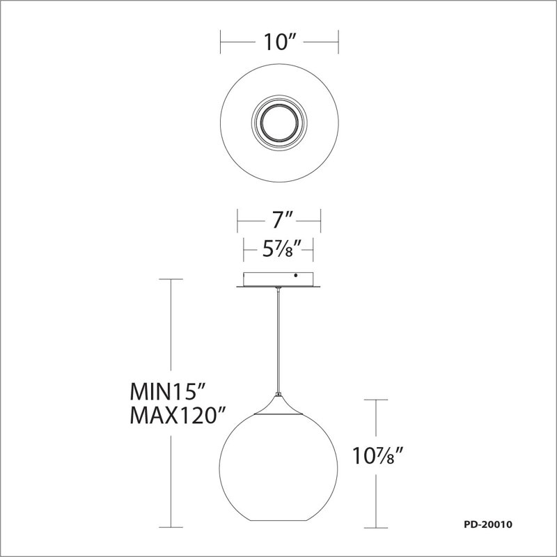 Bistro Dimmable LED Globe Pendant With Unique Hand-Crafted Shade, 3000K, 10" H x 10" W x 10" D
