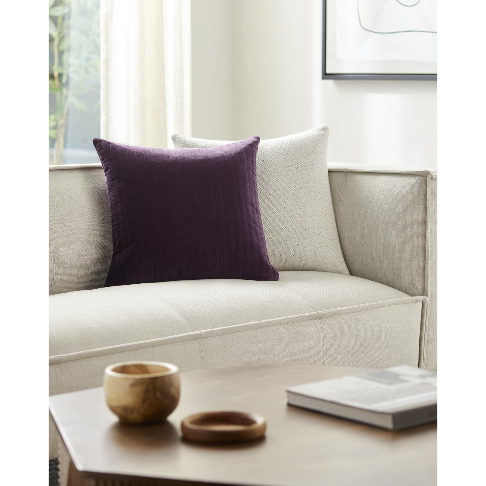 Beirne Throw Pillow, 20" x 20", Down, Dark Purple